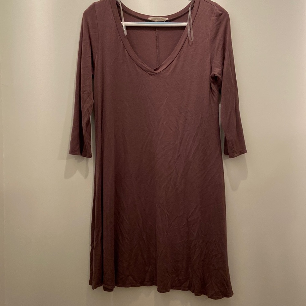 Brown V-neck dress